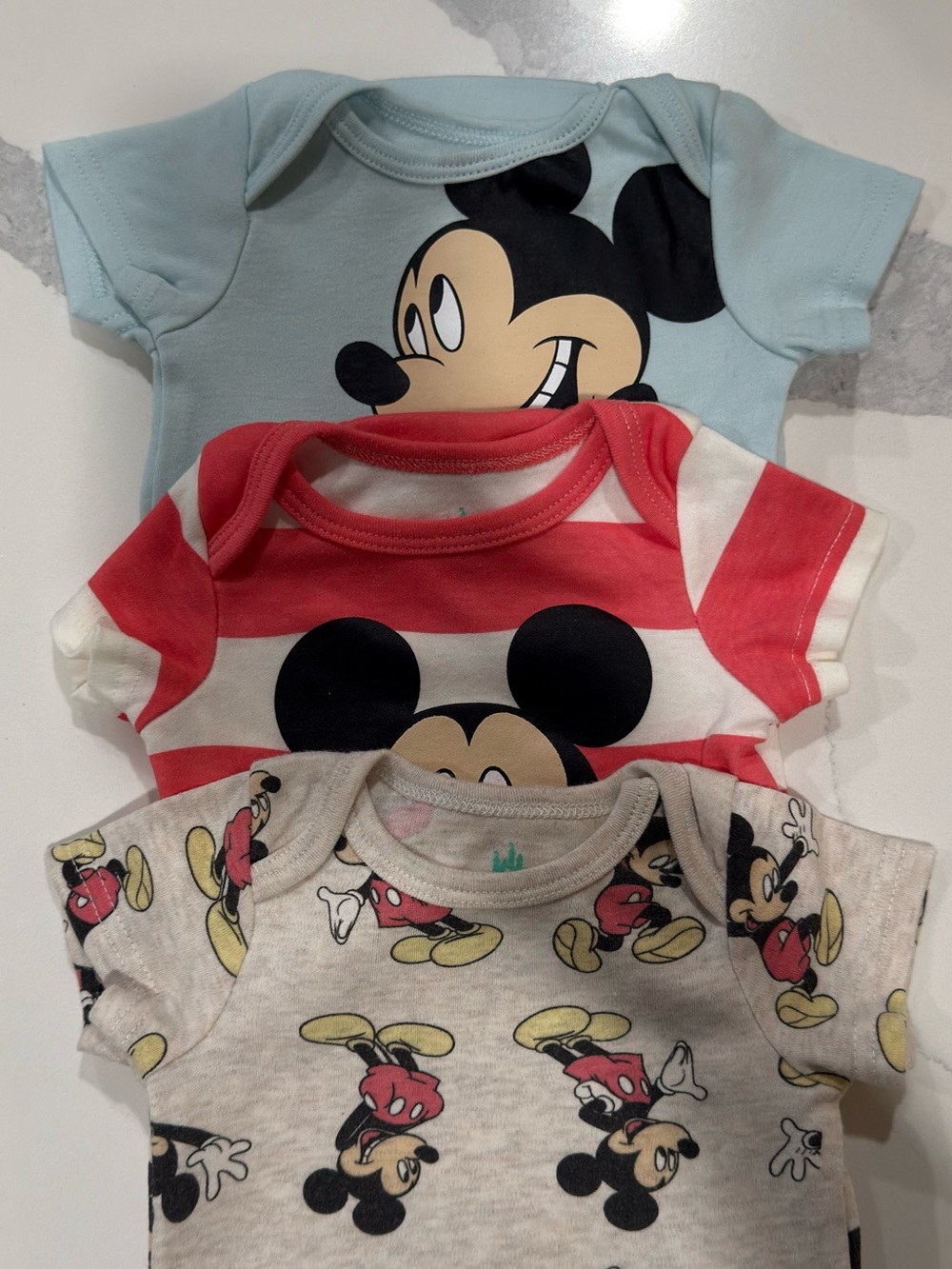 Disney Baby Mickey Mouse Bodysuits 3-6 Months Short Sleeve 3-Pack Unisex